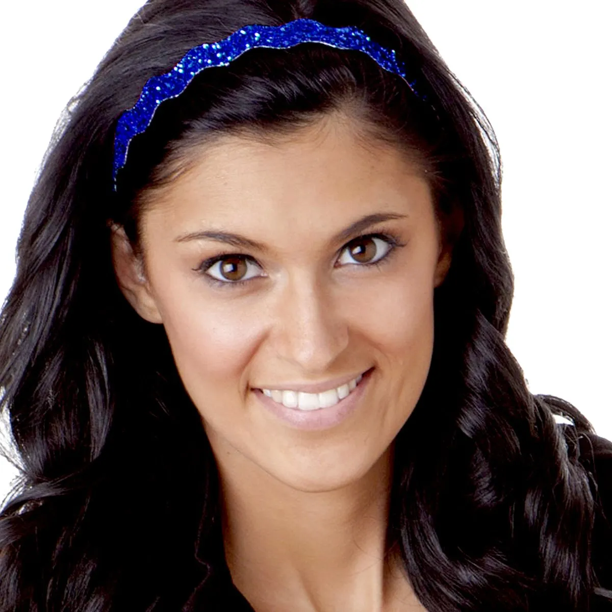 Hipsy Women's Adjustable No Slip Bling Glitter Wave Cute Headband 3-pack (Wave Peacock/Silver/Royal Blue 3pk)