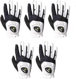 HIRZL GRIPPP FIT Ladies Golf Gloves – All Weather Womens Golf Glove (White/Black) | Kangaroo Leather & Lycra | Ultimate Grip/Wet or Dry | Breathable, Stretch Fit, Sweat Absorbent (Pack of 5)