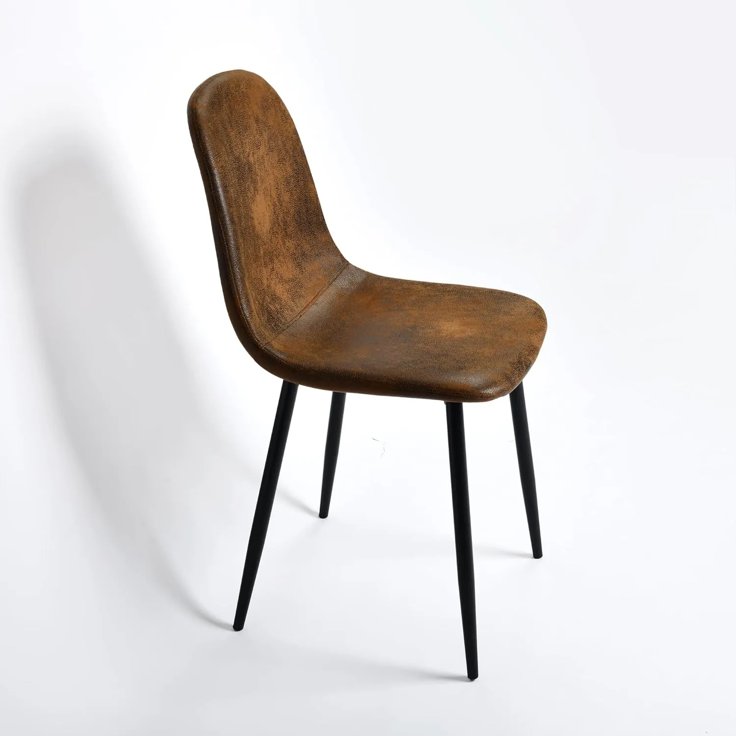 Homy Casa Mid-Century Upholstered Dining Chair, Kitchen Chairs with Metal Legs, Side Chairs with Suede Upholstery, Ideal for Kitchen, Dining Room, Office, or Restaurant (Brown-1pc)