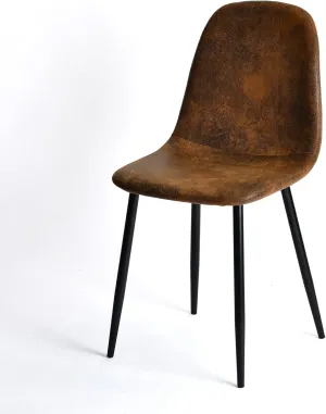 Homy Casa Mid-Century Upholstered Dining Chair, Kitchen Chairs with Metal Legs, Side Chairs with Suede Upholstery, Ideal for Kitchen, Dining Room, Office, or Restaurant (Brown-1pc)