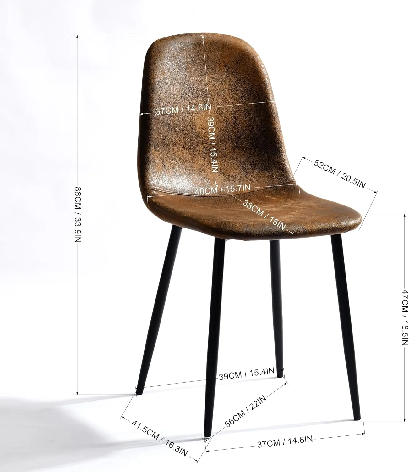 Homy Casa Mid-Century Upholstered Dining Chair, Kitchen Chairs with Metal Legs, Side Chairs with Suede Upholstery, Ideal for Kitchen, Dining Room, Office, or Restaurant (Brown-1pc)