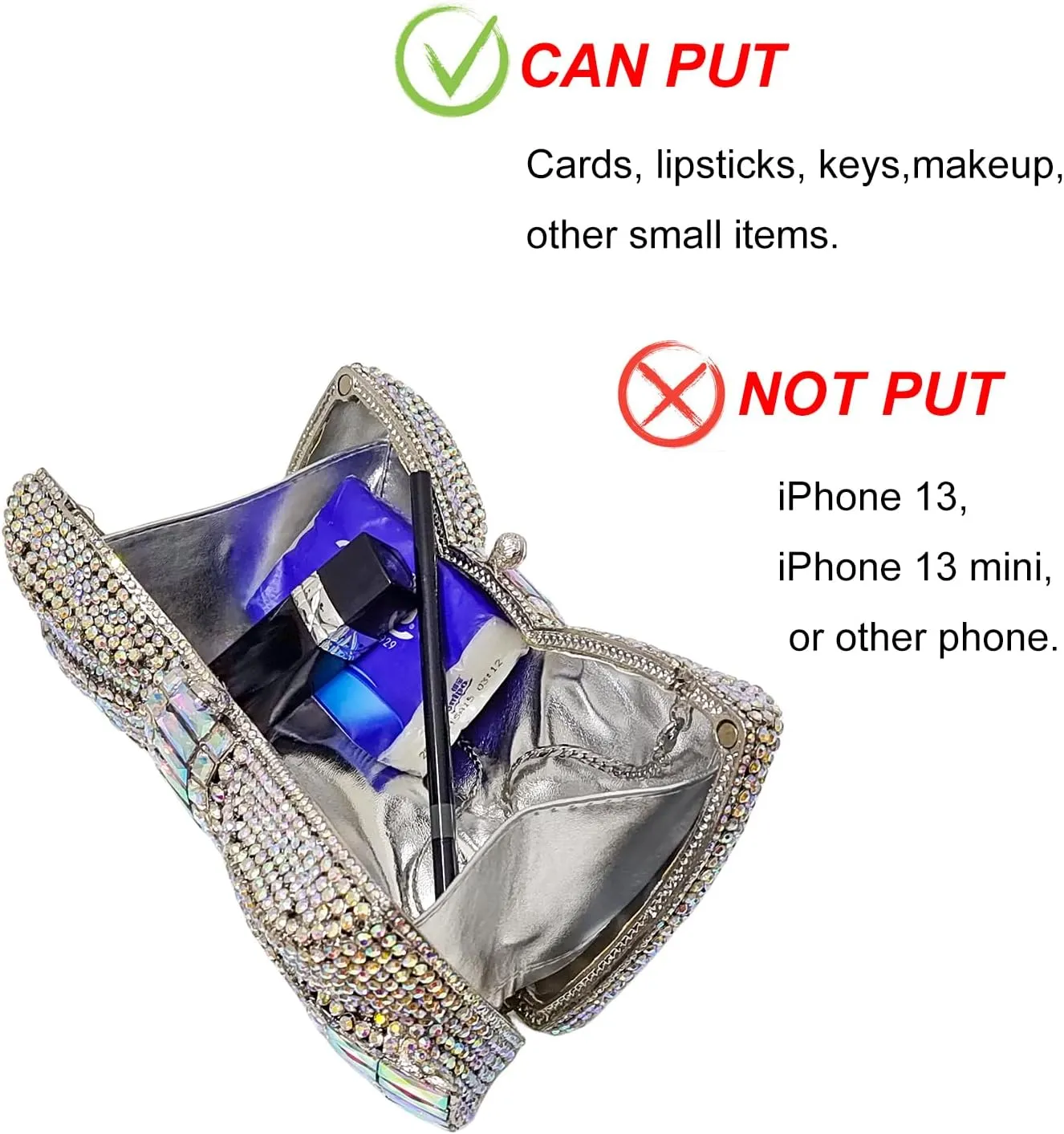 HUANG ZHUANG Bowknot Luxury Crystal Clutch Women Glitter Rhinestone Evening Bag for Party Wedding