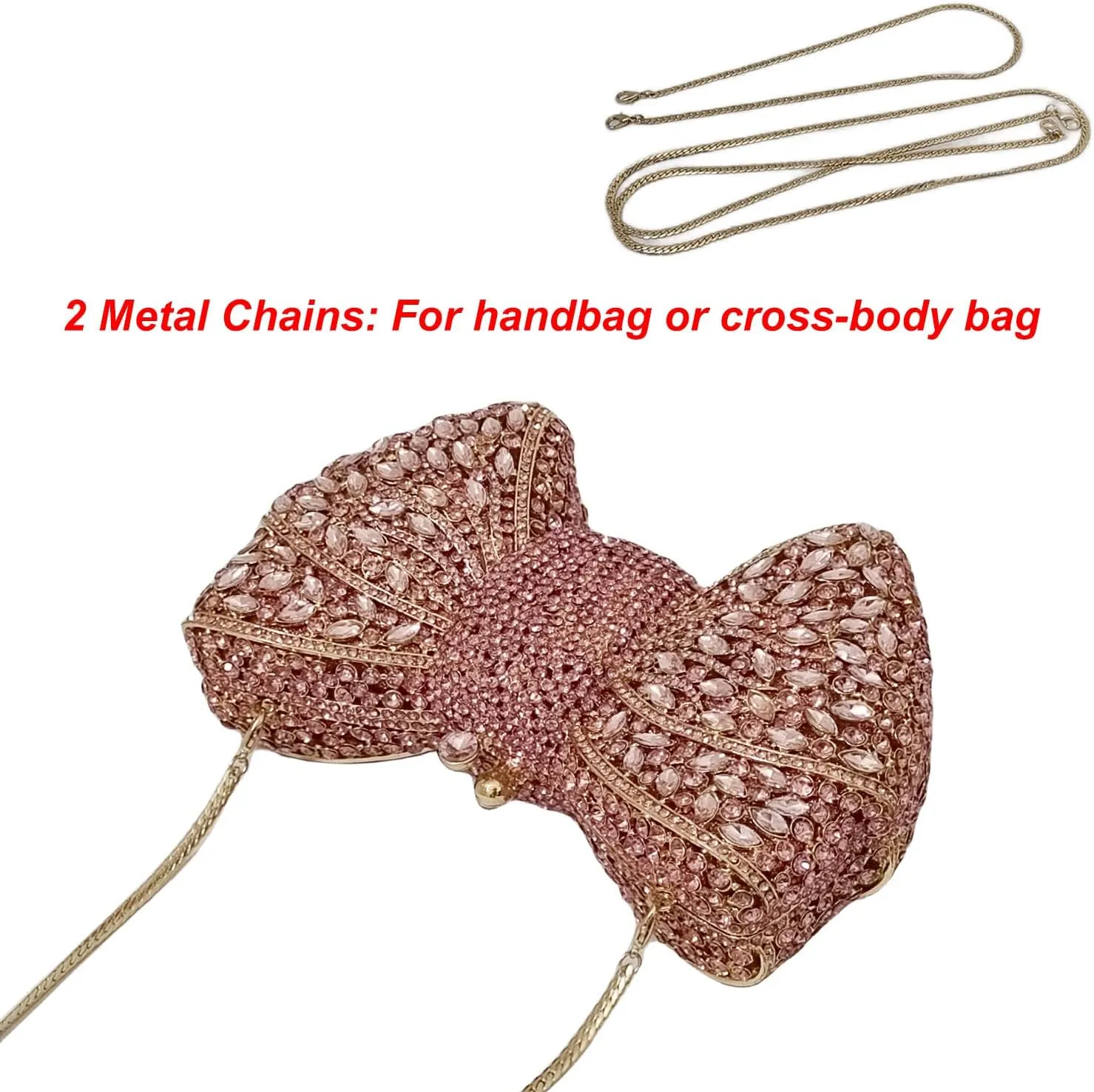 HUANG ZHUANG Bowknot Luxury Crystal Clutch Women Glitter Rhinestone Evening Bag for Party Wedding