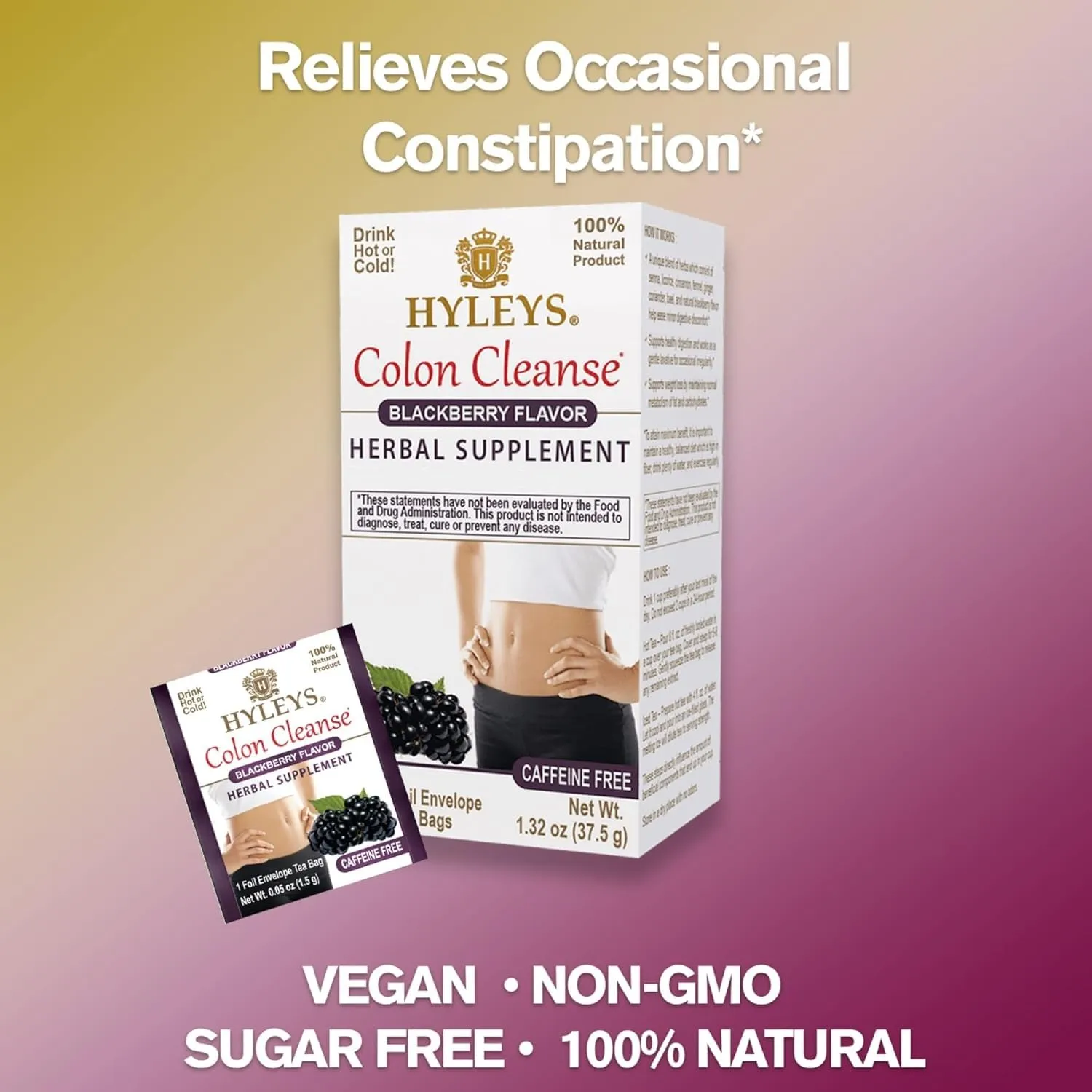 Hyleys Colon Cleanse Tea Blackberry Flavor (6 Pack - 150 Tea Bags Total)