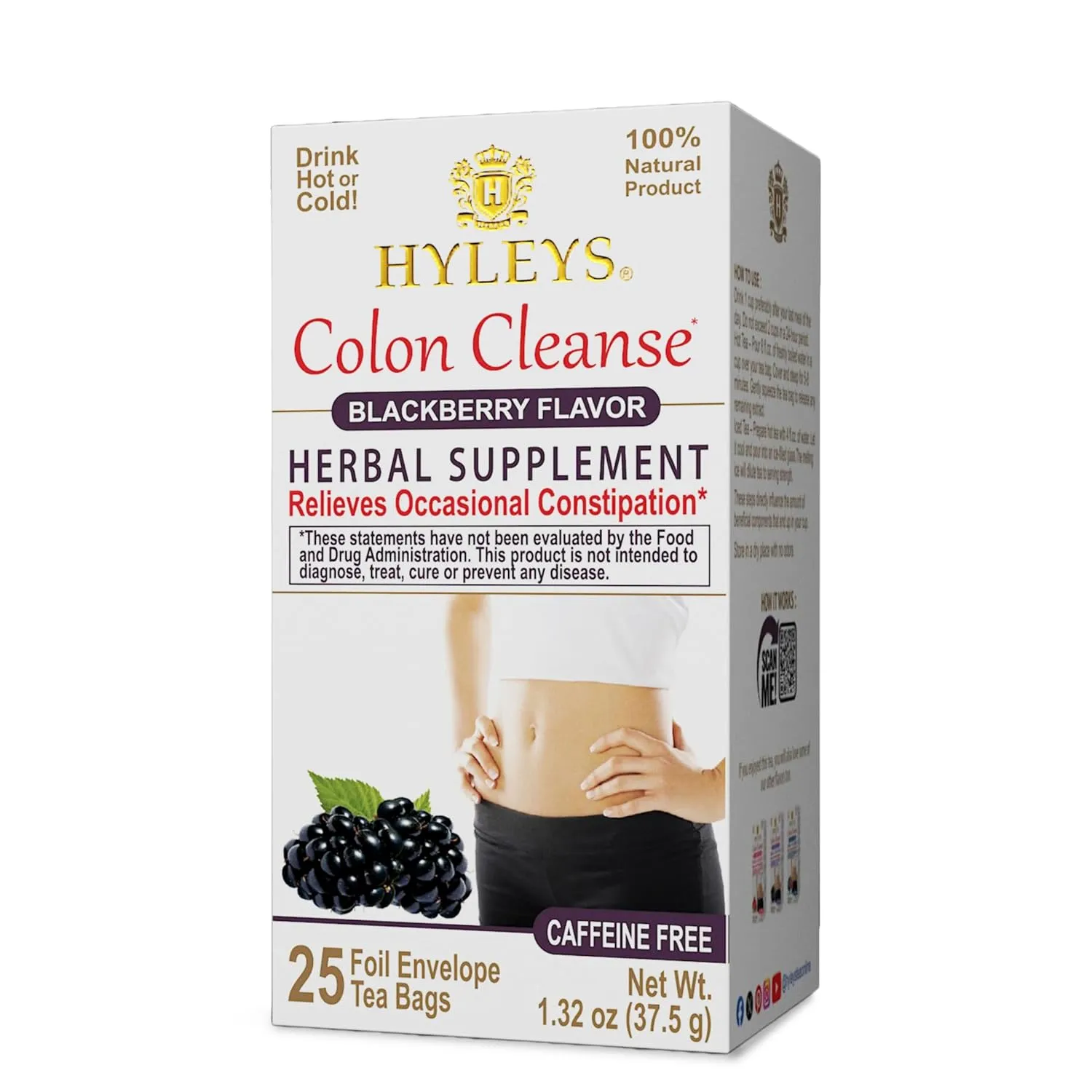 Hyleys Colon Cleanse Tea Blackberry Flavor (6 Pack - 150 Tea Bags Total)