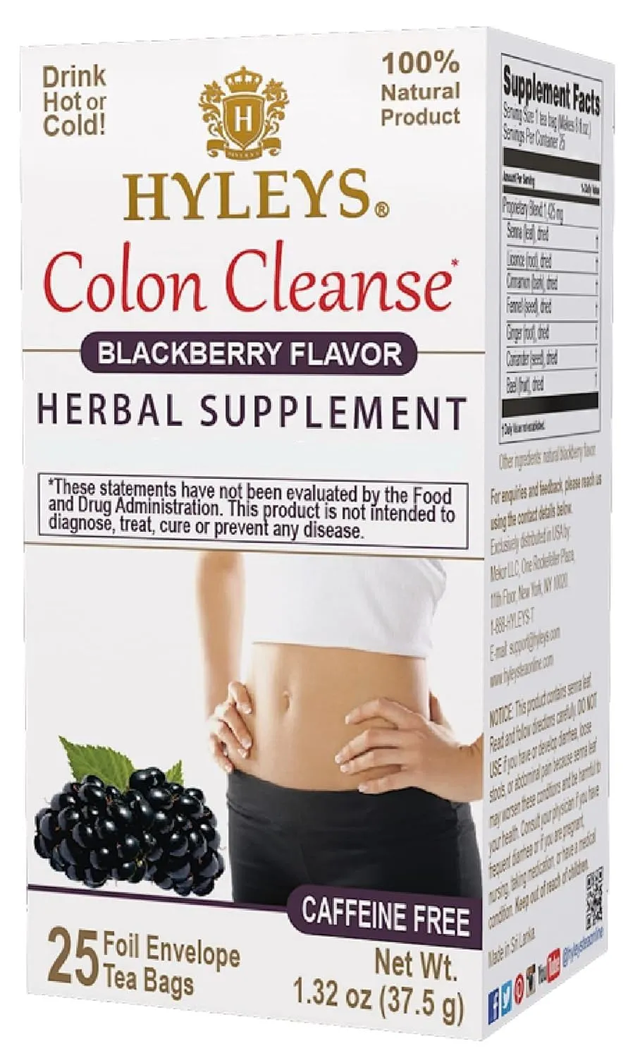 Hyleys Colon Cleanse Tea Blackberry Flavor (6 Pack - 150 Tea Bags Total)