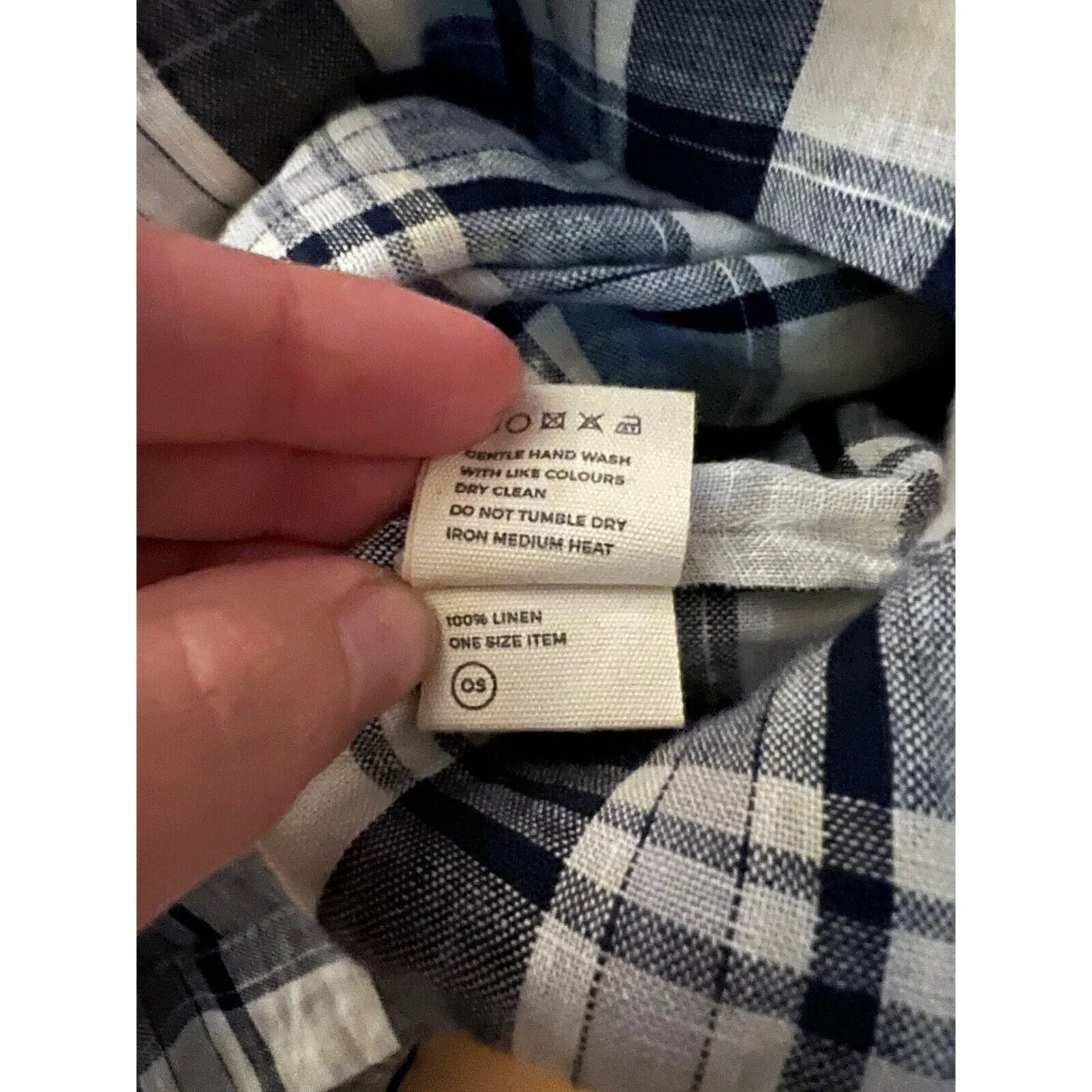 Innika Choo Women's 100% Linen Check Gingham Blouse - Blue, Size One