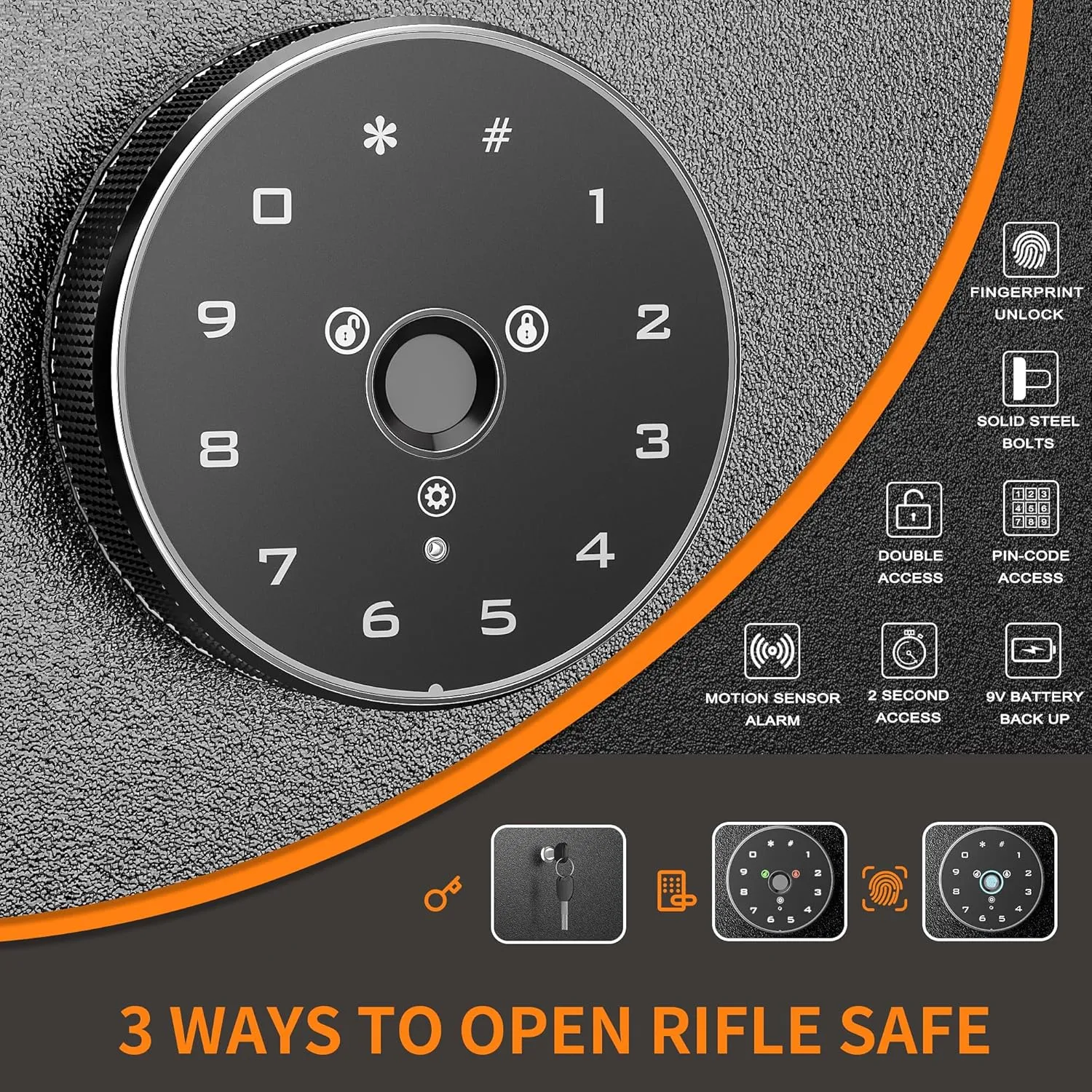 INTERGREAT Biometric Rifle Gun Safe, Large Shotgun Rifle Safe Quick Access, Long Gun Cabinet with Fingerprint Keypad for Home and Pistol, Electronic Gun Locker with Lock Box