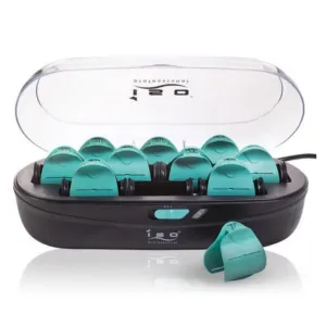 ISOHRGC-705 10pc Pearl Ceramic Maximum Ionic Conditioning Hot Roller Set - Diamond Collection - Teal & Black