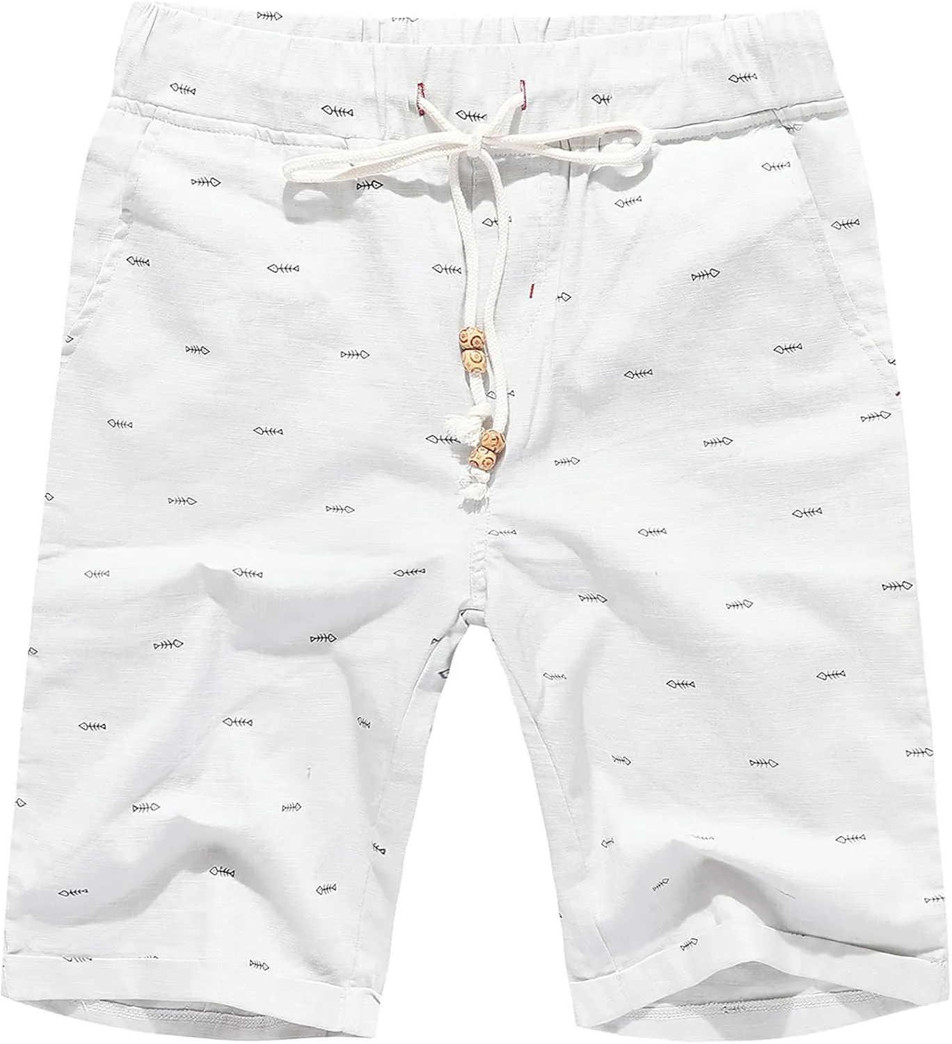 Janmid Men's Linen Shorts Casual Drawstring Summer Beach Shorts for Men