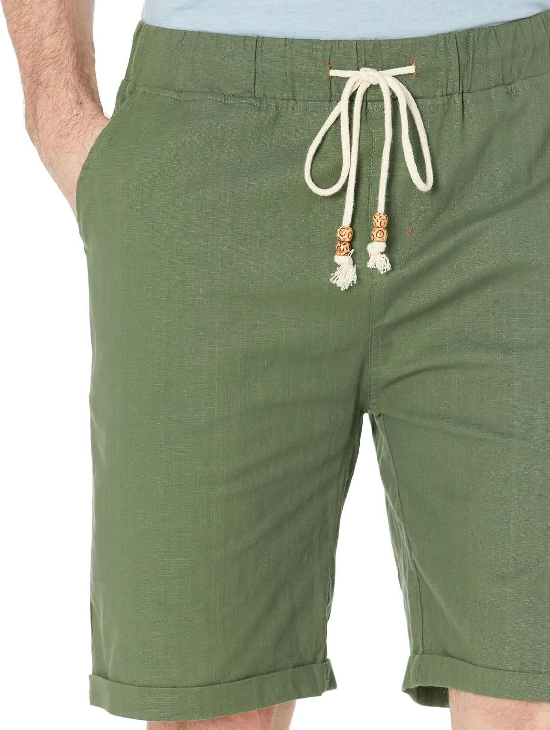 Janmid Men's Linen Shorts Casual Drawstring Summer Beach Shorts for Men