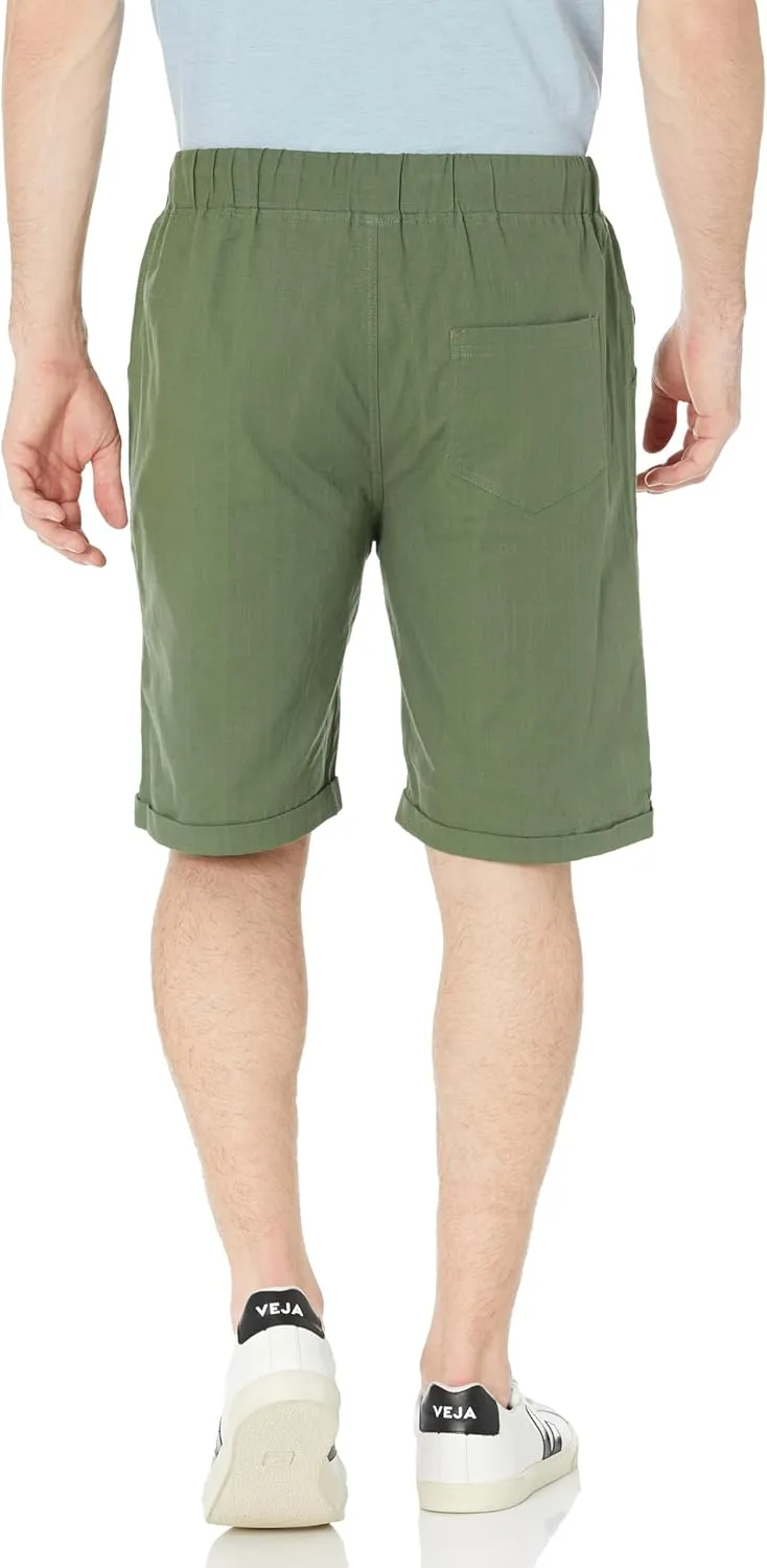 Janmid Men's Linen Shorts Casual Drawstring Summer Beach Shorts for Men