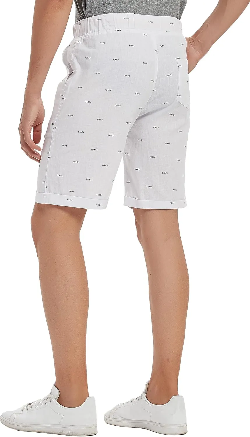 Janmid Men's Linen Shorts Casual Drawstring Summer Beach Shorts for Men