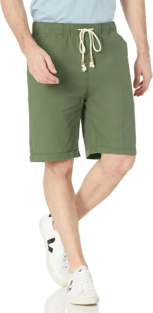 Janmid Men's Linen Shorts Casual Drawstring Summer Beach Shorts for Men