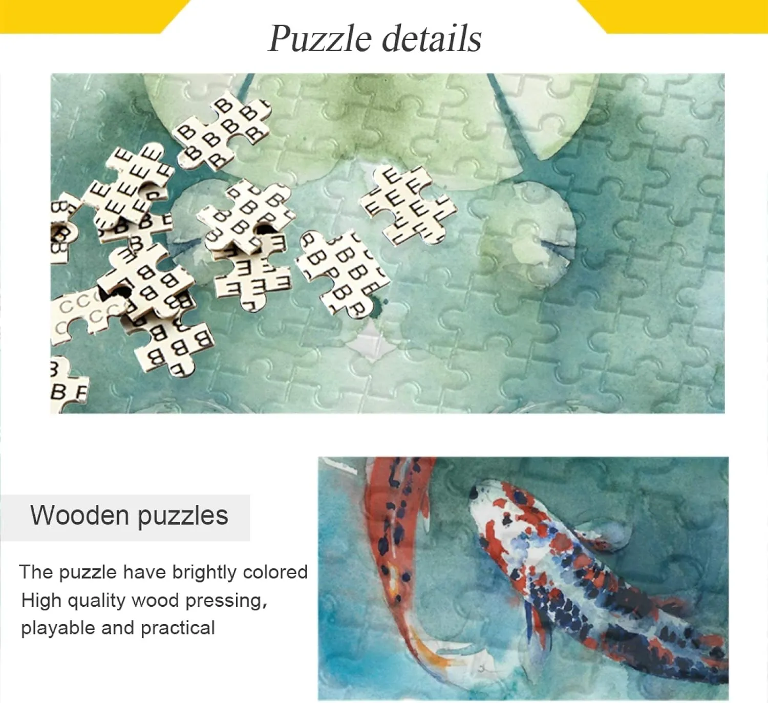 Japanese Fishes Pond Jigsaw Puzzles 500 Pieces Adult Kids Teens Piece Puzzle Leisure Game Toy Home Decor DIY Educational Gift with Mesh Storage Bag