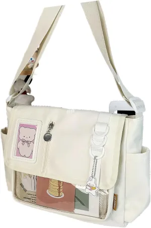 Japanese Styles Nylon Crossbody Bag for Anime Enthusiasts and Students Large Capacity Shoulder Bags for Everyday Use