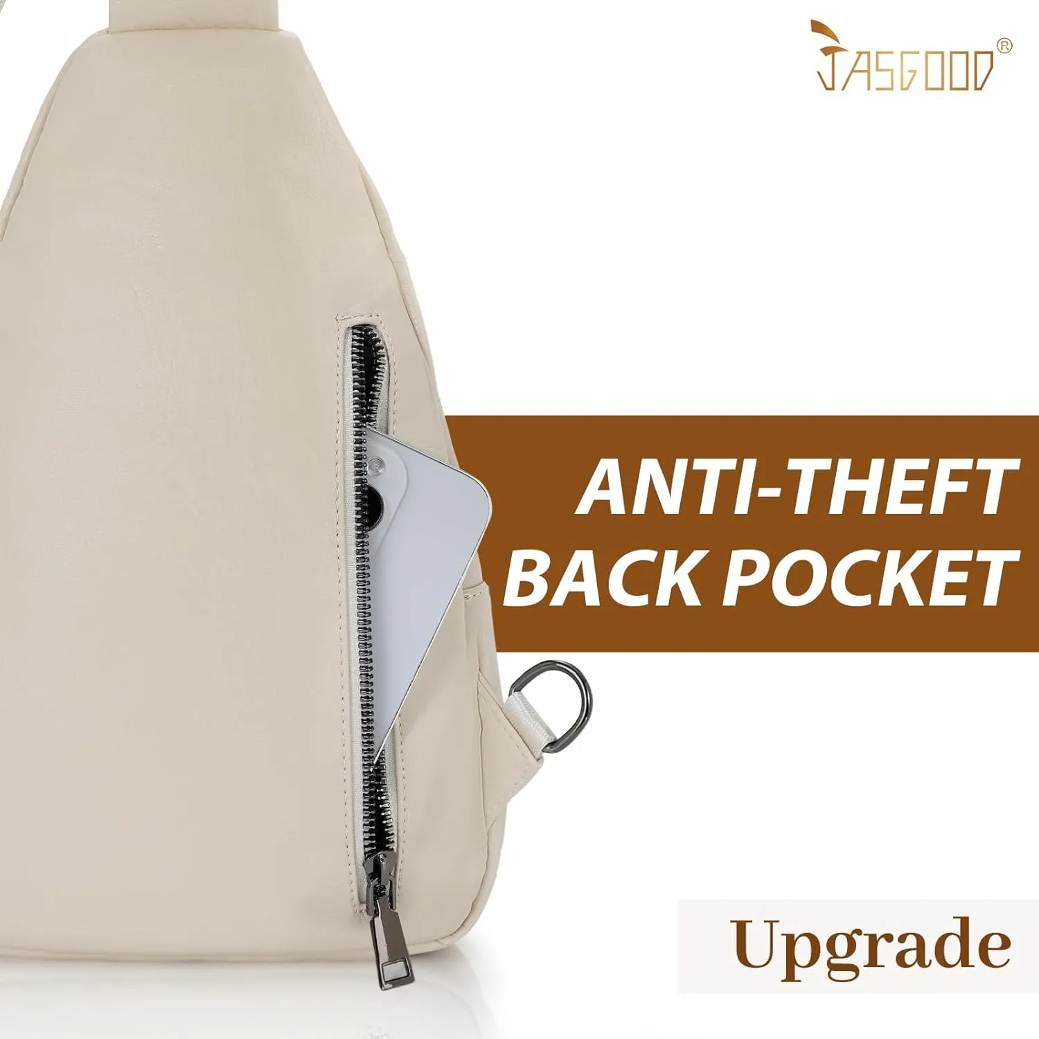JASGOOD Anti Theft Small Sling Bag for Women Leather Fanny Packs Crossbody Bags Trendy Anti-Theft Sling Purse for Travel