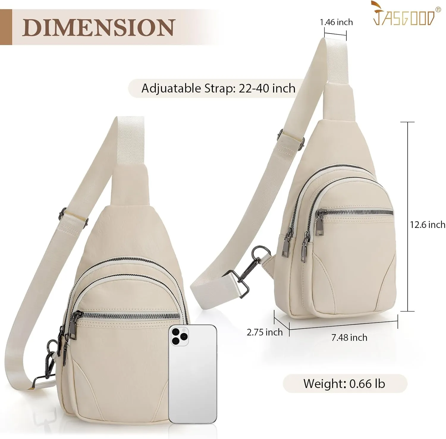 JASGOOD Anti Theft Small Sling Bag for Women Leather Fanny Packs Crossbody Bags Trendy Anti-Theft Sling Purse for Travel