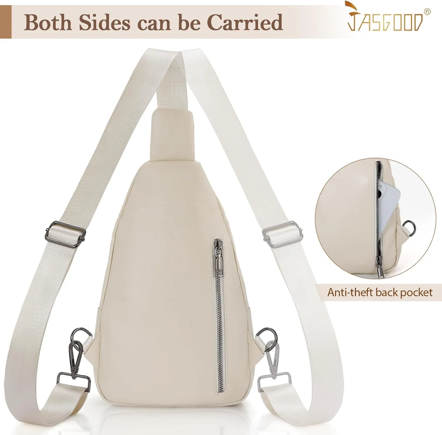 JASGOOD Anti Theft Small Sling Bag for Women Leather Fanny Packs Crossbody Bags Trendy Anti-Theft Sling Purse for Travel