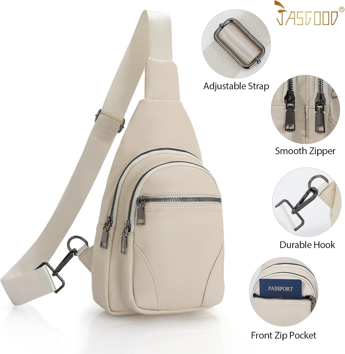JASGOOD Anti Theft Small Sling Bag for Women Leather Fanny Packs Crossbody Bags Trendy Anti-Theft Sling Purse for Travel