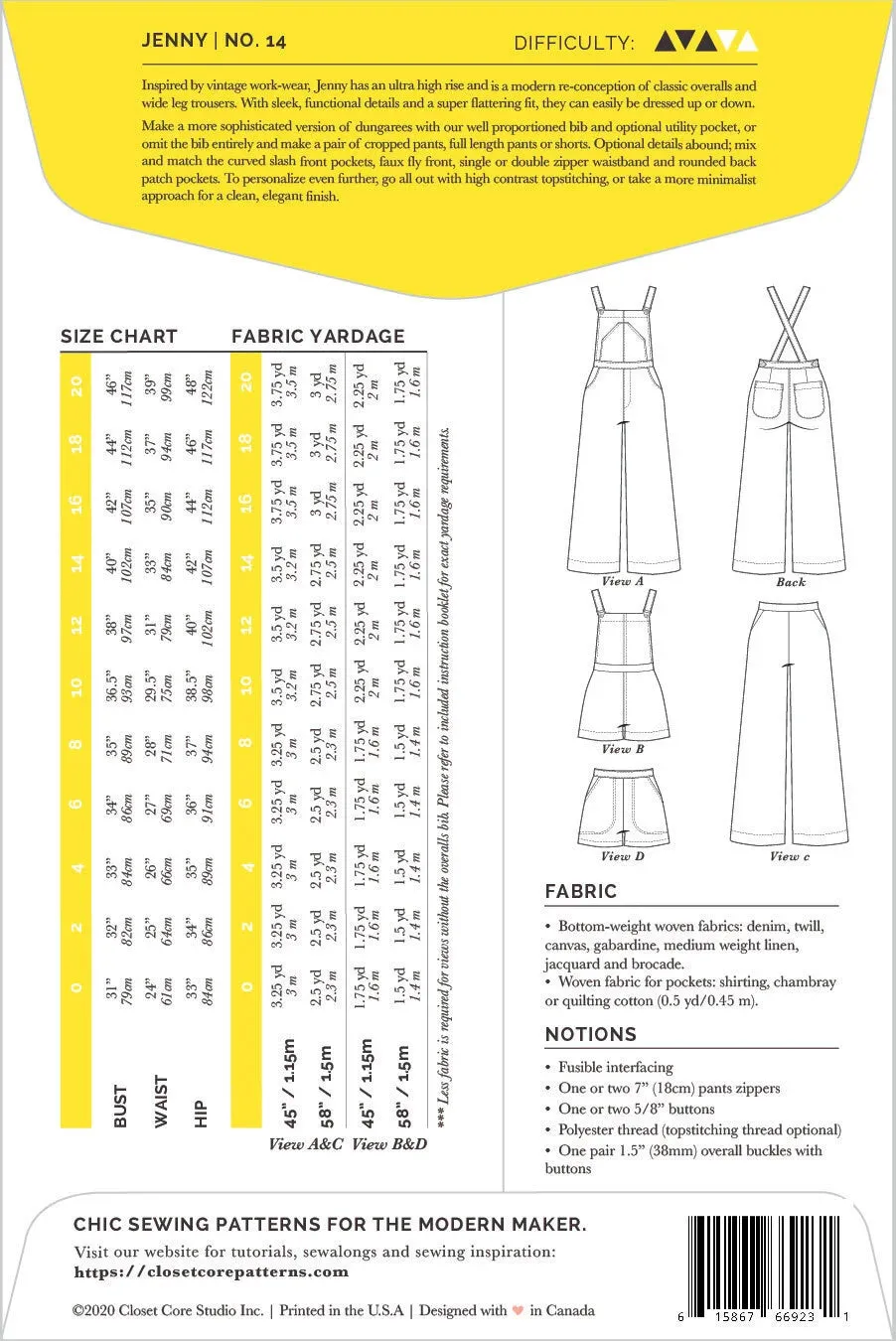Jenny Overalls and Trousers - Closet Core Patterns