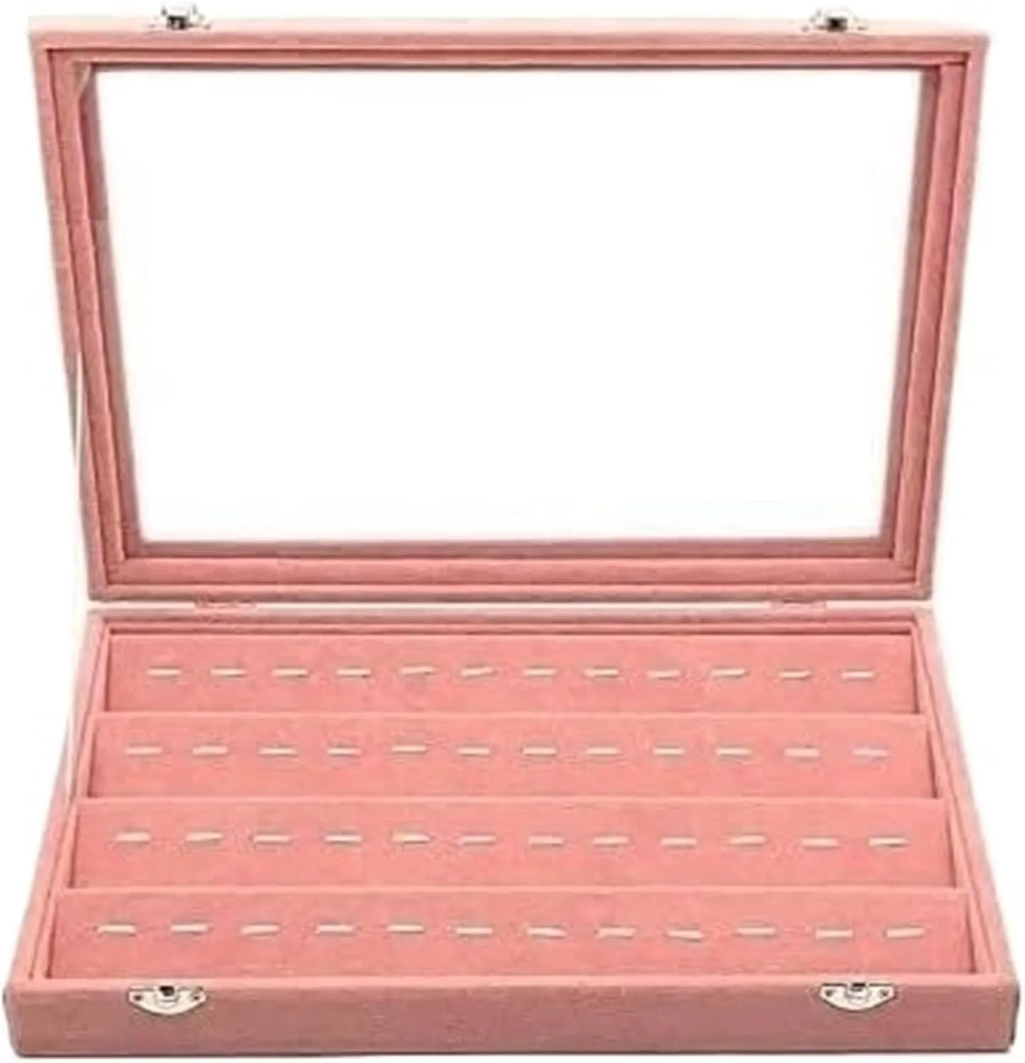 Jewellery Storage Velvet Box With Glass Cover Color Earrings Necklace Bracelet Display(3,35 * 24 * 5cm)