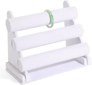 Jewelry Display for Selling 3 Tiers Bracelet Holder, T-Bar Velvet Jewelry Organizer Stand and Display, Detachable Bracelet Display Stand, Jewelry Tree for Watch Organizat
