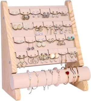 Jewelry Display Stand Simple Solid Wood Earrings Bracelet Bracelet Display Rack Large Capacity Jewelry Storage Rack Mall Counter Jewelry Display Racks Necklace Stand