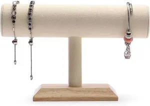 Jewelry Display Stand T Shape Velvet Jewelry Display Removable Bracelet Holder Jewelry Stand Necklace Stand Jewelry Towers and Watch Holder for Home Organization Jewelry Holder (Color : Brass)