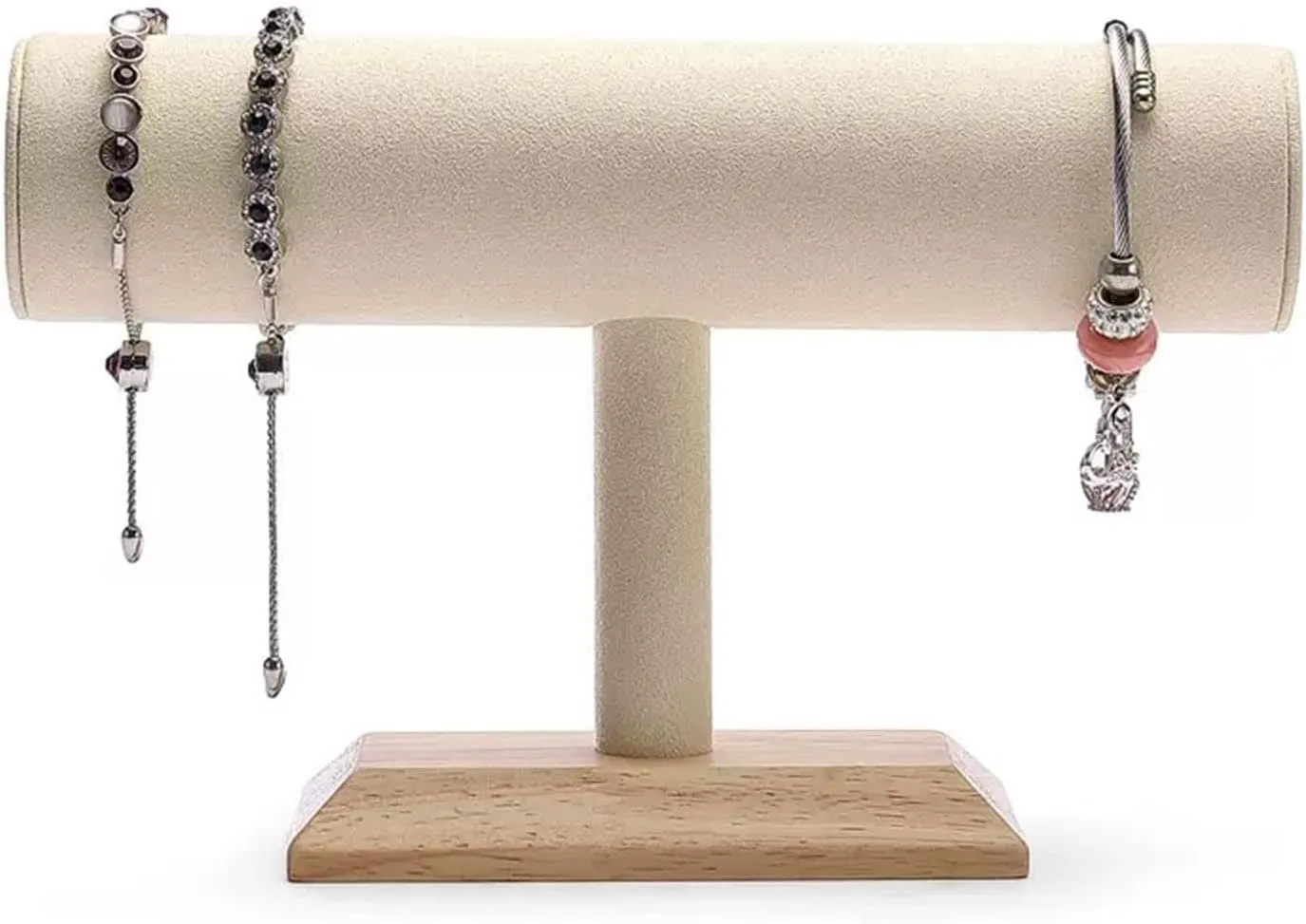 Jewelry Display Stand T Shape Velvet Jewelry Display Removable Bracelet Holder Jewelry Stand Necklace Stand Jewelry Towers and Watch Holder for Home Organization Jewelry Holder (Color : Brass)
