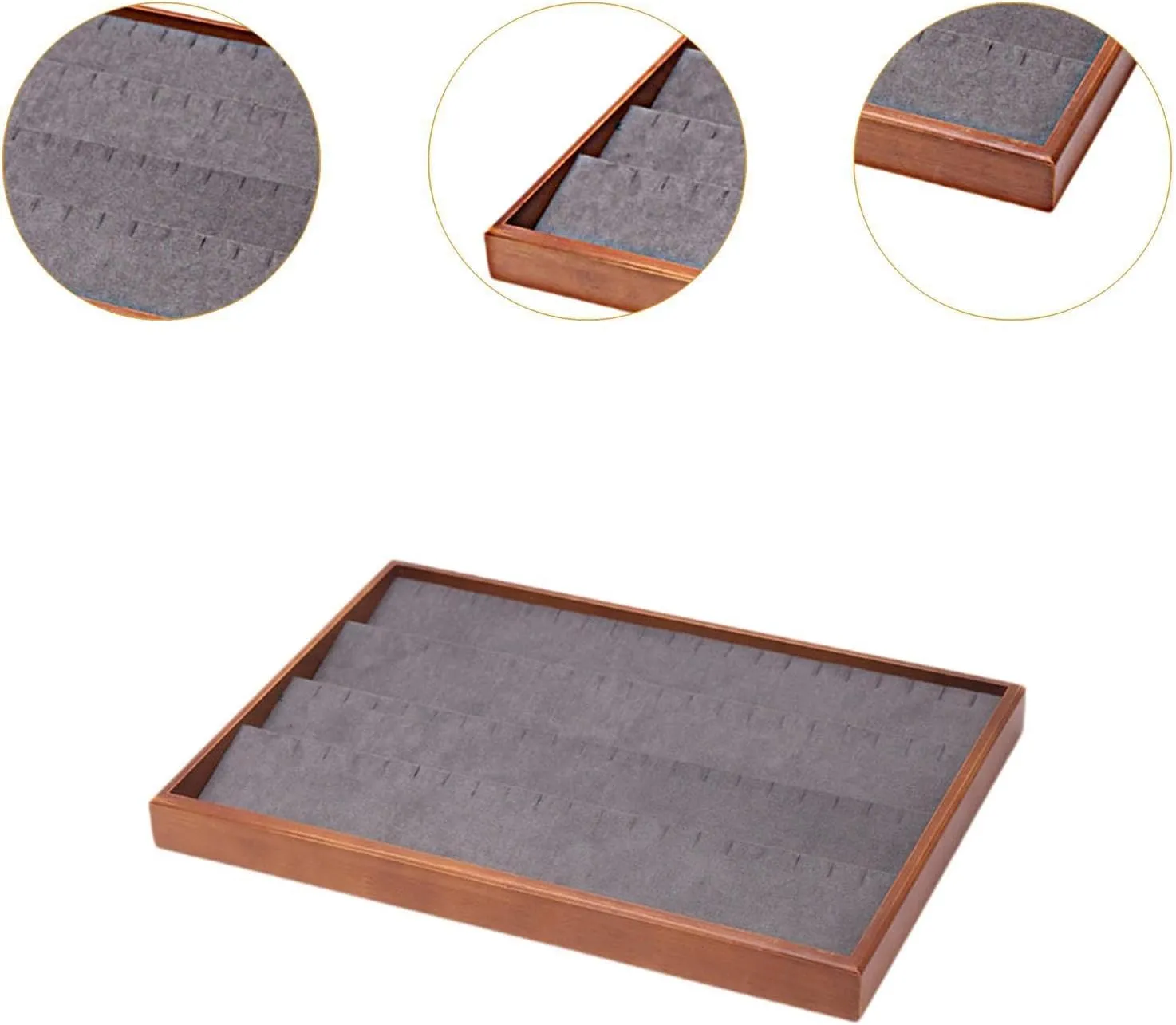 Jewelry Tray Jewelry Box,Multifunctional Suede Velvet Jewelry Storage Case,for Earrings,Watches,Bracelets,Store,Home, Grey