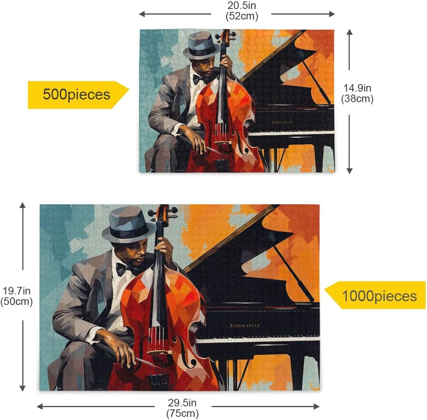 Jigsaw Puzzle 1000 Pieces for Adults Jazz Man Playing A Cello and Piano Wood Puzzles Educational Brain Toys 21218206