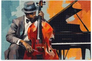 Jigsaw Puzzle 1000 Pieces for Adults Jazz Man Playing A Cello and Piano Wood Puzzles Educational Brain Toys 21218206