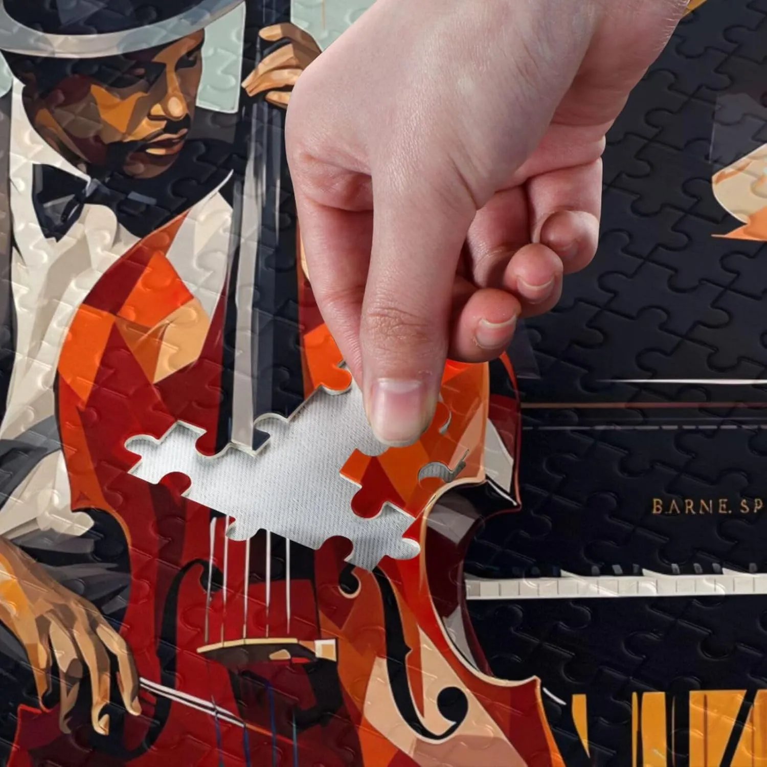 Jigsaw Puzzle 1000 Pieces for Adults Jazz Man Playing A Cello and Piano Wood Puzzles Educational Brain Toys 21218206