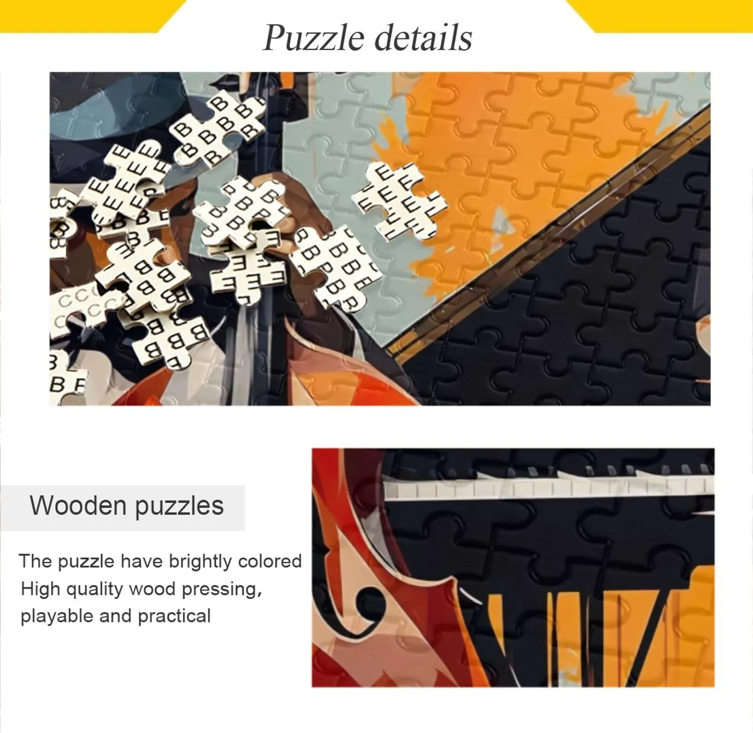 Jigsaw Puzzle 1000 Pieces for Adults Jazz Man Playing A Cello and Piano Wood Puzzles Educational Brain Toys 21218206