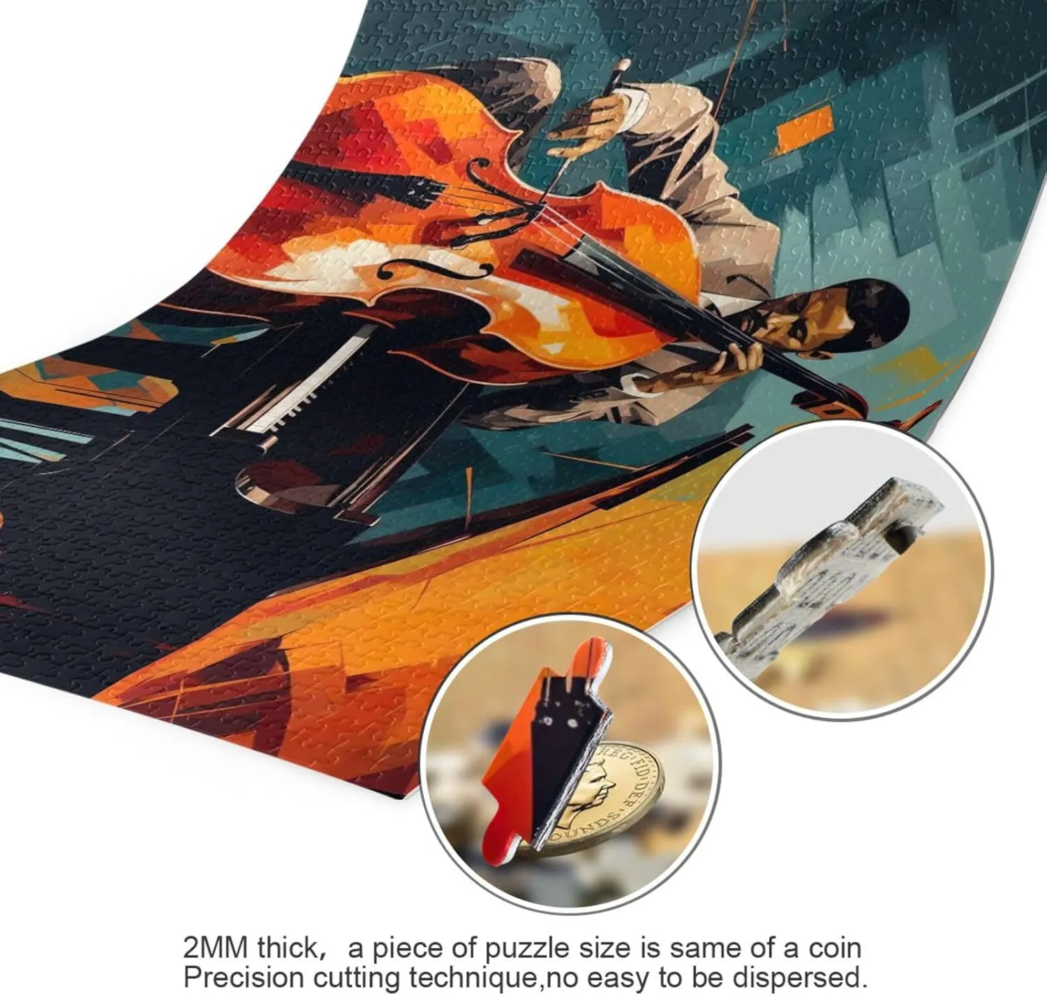 Jigsaw Puzzle 1000 Pieces for Adults Jazz Man Playing A Cello and Piano Wood Puzzles Educational Brain Toys 21218209