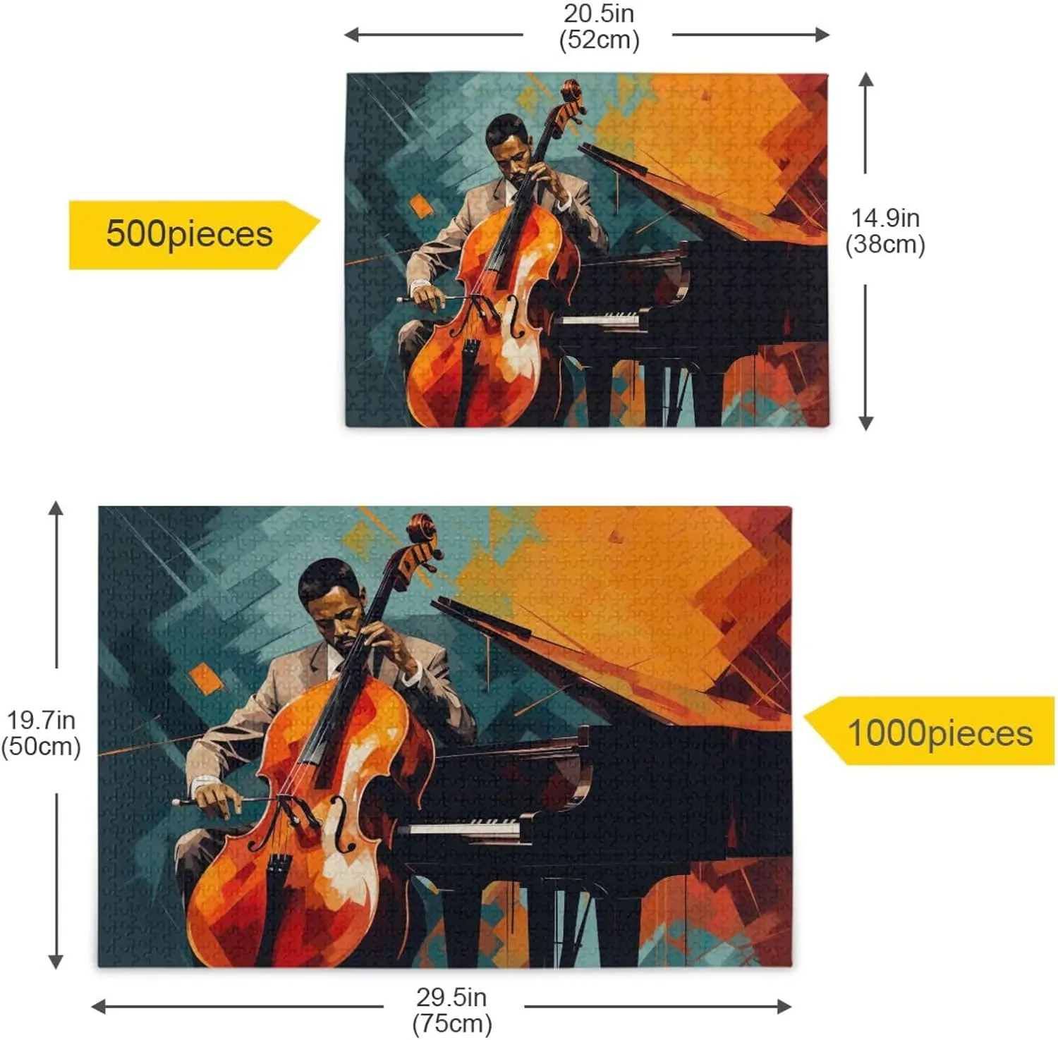 Jigsaw Puzzle 1000 Pieces for Adults Jazz Man Playing A Cello and Piano Wood Puzzles Educational Brain Toys 21218209