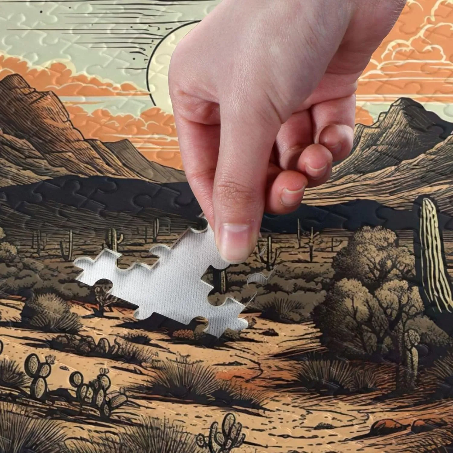 Jigsaw Puzzle 1000 Pieces for Adults Vintage Desert Cactus Wood Puzzles Educational Brain Toys 21217648