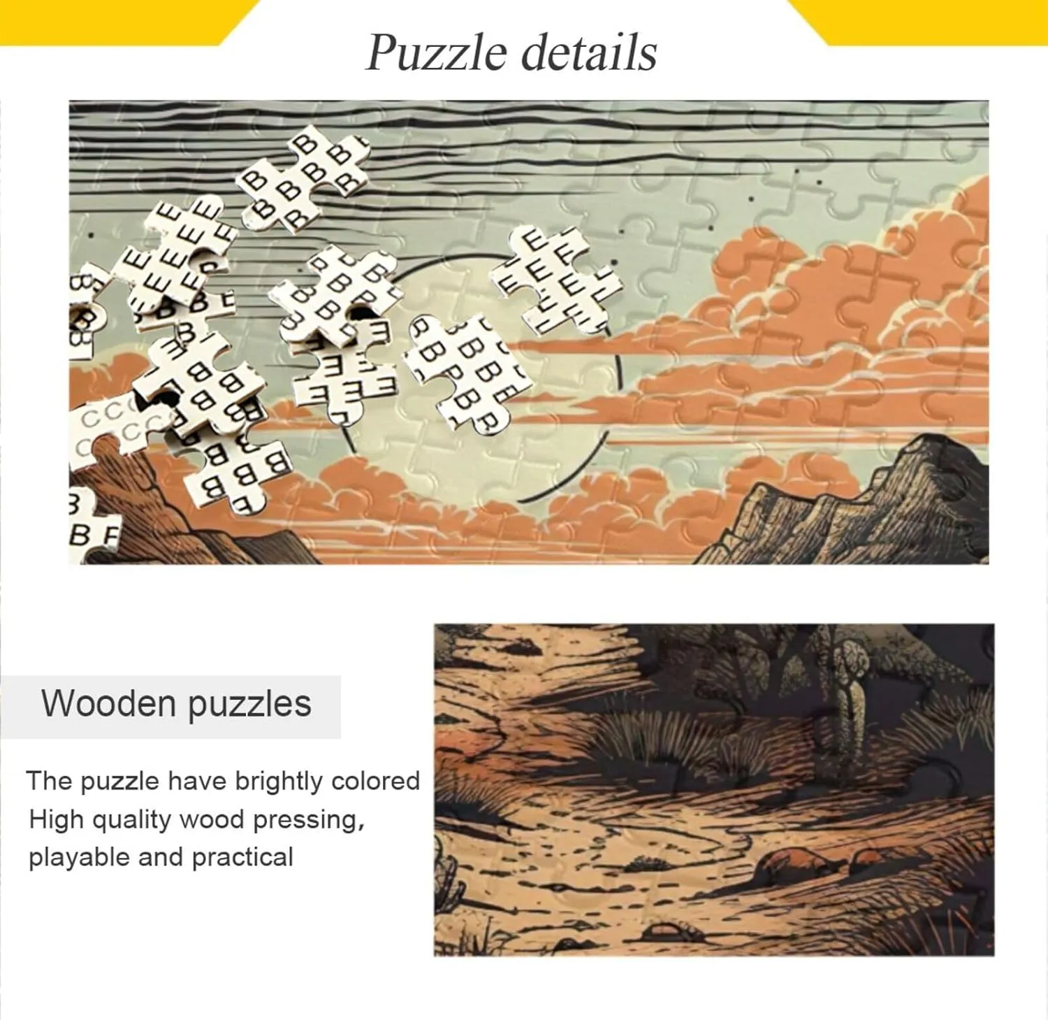 Jigsaw Puzzle 1000 Pieces for Adults Vintage Desert Cactus Wood Puzzles Educational Brain Toys 21217648