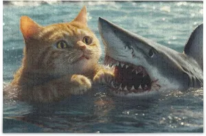 Jigsaw Puzzle Cat Fish Water for Adults 1000 Pieces, Impossible Challenging Hard Difficult Puzzles for Adults Jigsaw Puzzles for Party Entertainment Family Games