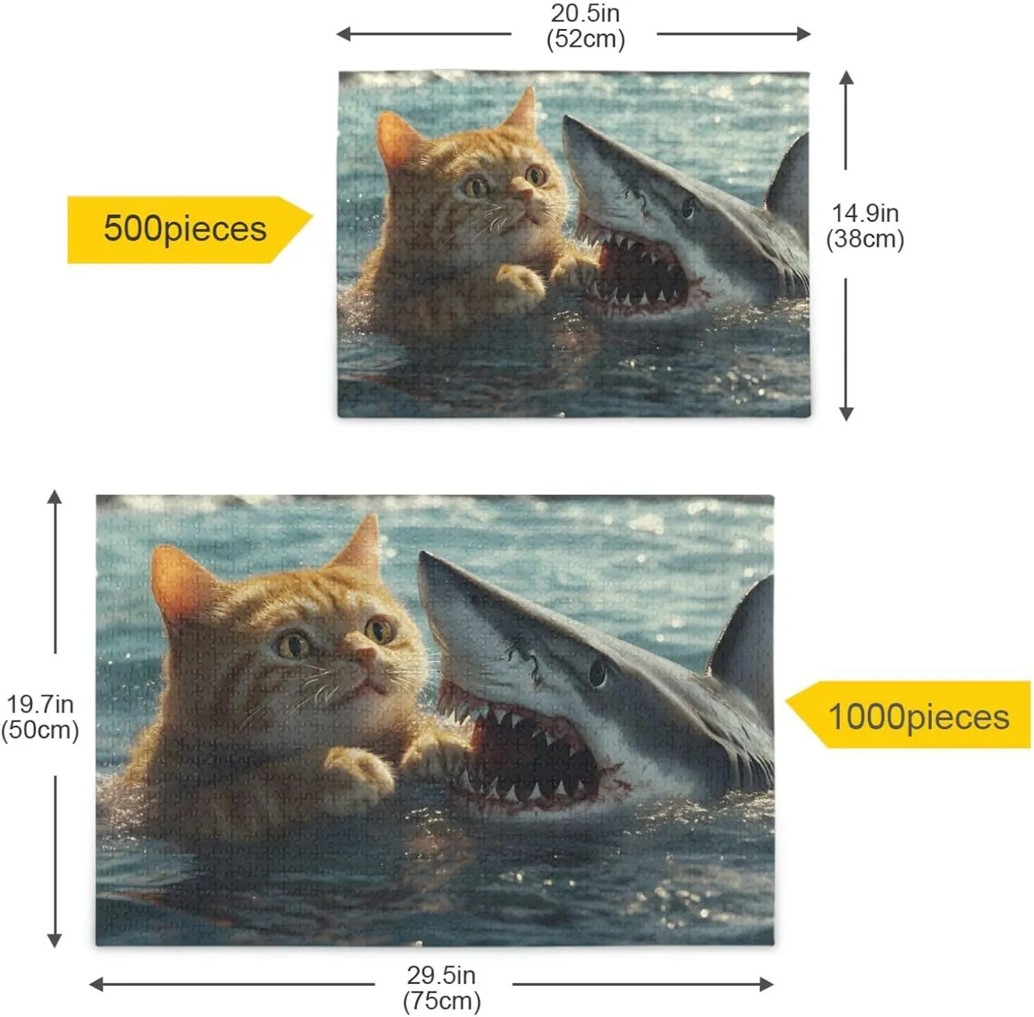 Jigsaw Puzzle Cat Fish Water for Adults 1000 Pieces, Impossible Challenging Hard Difficult Puzzles for Adults Jigsaw Puzzles for Party Entertainment Family Games
