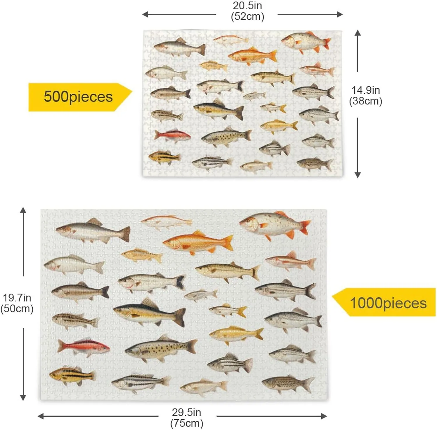Jigsaw Puzzle Fish Different White for Adults 500 Pieces, Impossible Challenging Hard Difficult Puzzles for Adults Jigsaw Puzzles for Party Entertainment Family Games