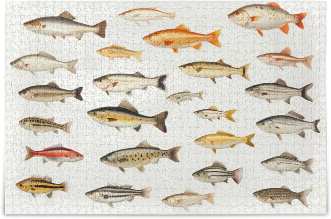 Jigsaw Puzzle Fish Different White for Adults 500 Pieces, Impossible Challenging Hard Difficult Puzzles for Adults Jigsaw Puzzles for Party Entertainment Family Games