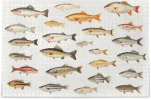 Jigsaw Puzzle Fish Different White for Adults 500 Pieces, Impossible Challenging Hard Difficult Puzzles for Adults Jigsaw Puzzles for Party Entertainment Family Games