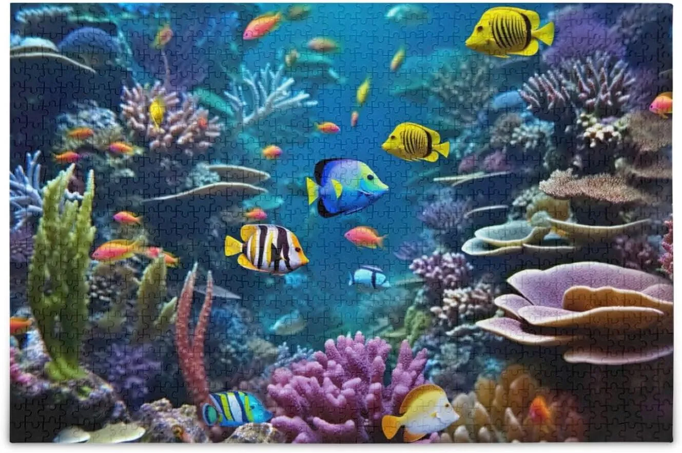 Jigsaw Puzzle Fishes Reef 1000 Piece Large Puzzle Game Artwork for Adults Teens