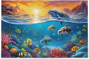 Jigsaw Puzzles 1000 Pieces for Adults Kids Underwater Sea Turtle Tropical Fish Game Artwork Toy Gifts 202A2178