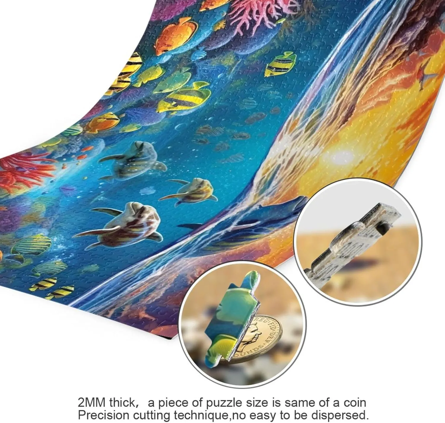 Jigsaw Puzzles 1000 Pieces for Adults Kids Underwater Sea Turtle Tropical Fish Game Artwork Toy Gifts 202A2178