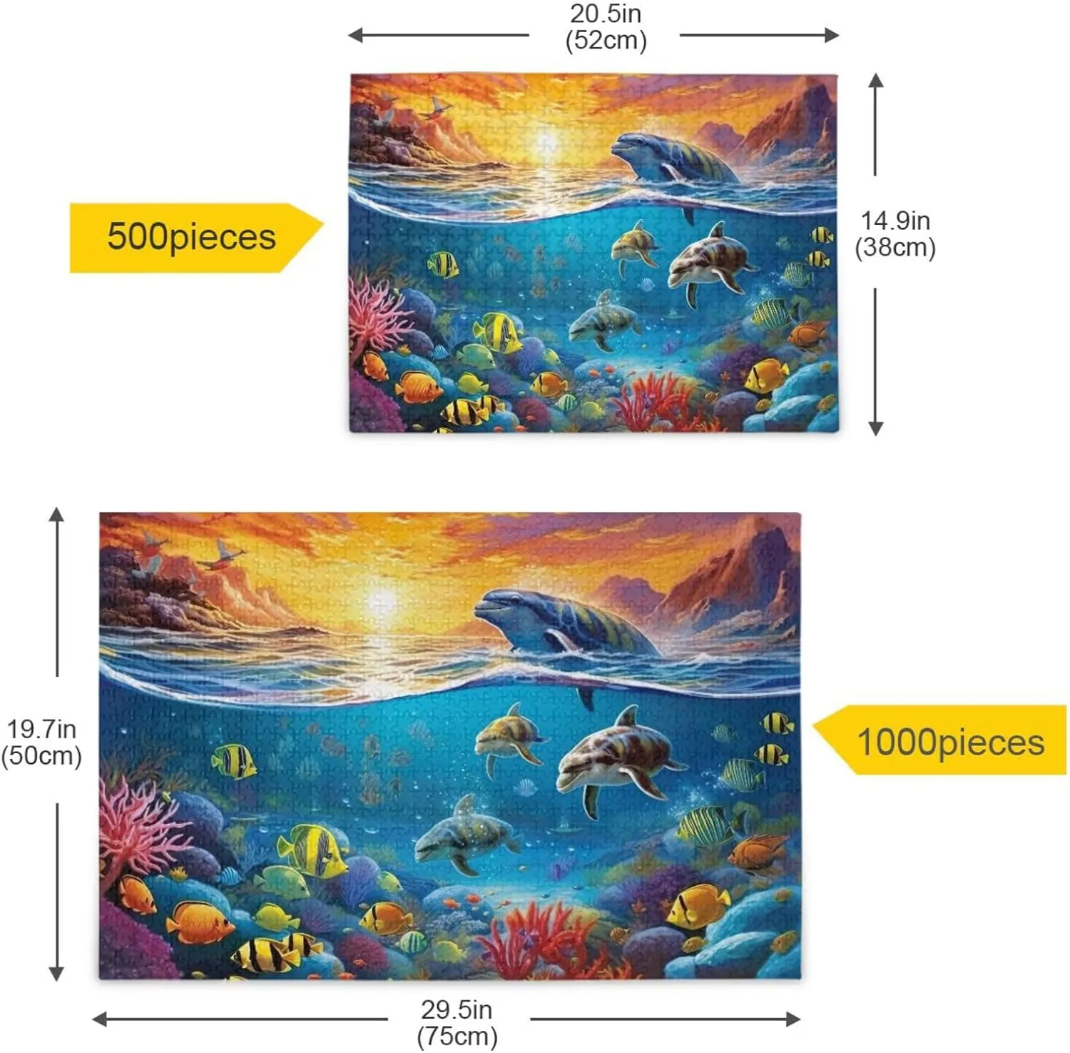 Jigsaw Puzzles 1000 Pieces for Adults Kids Underwater Sea Turtle Tropical Fish Game Artwork Toy Gifts 202A2178
