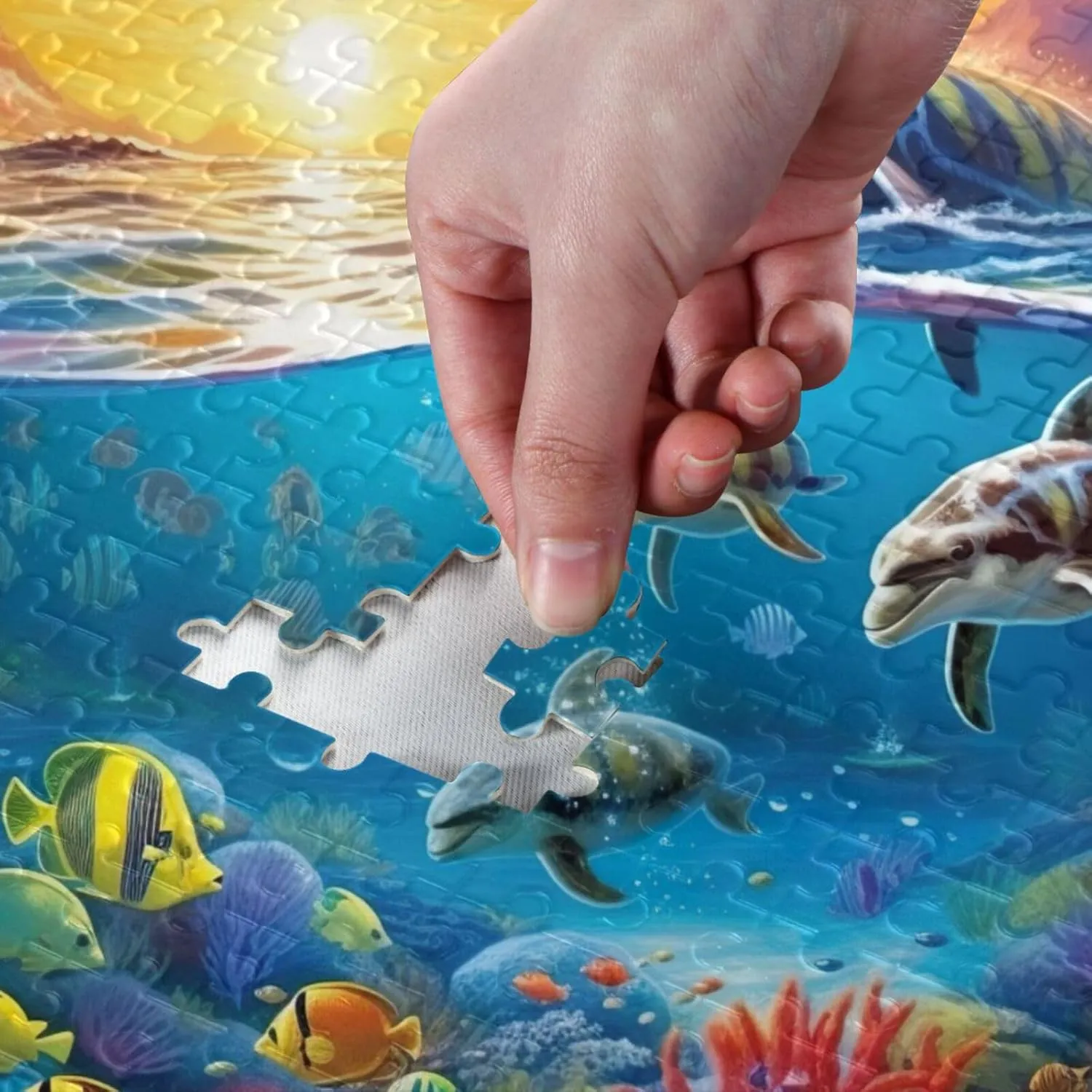 Jigsaw Puzzles 1000 Pieces for Adults Kids Underwater Sea Turtle Tropical Fish Game Artwork Toy Gifts 202A2178