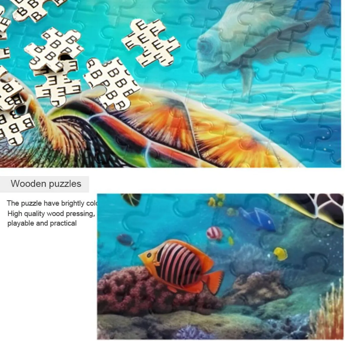 Jigsaw Puzzles 1000 Pieces for Adults Kids Underwater Sea Turtle Tropical Fish Game Artwork Toy Gifts 202A2182